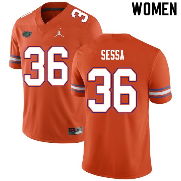 Women #36 Zack Sessa Florida Gators College Football Jersey Orange